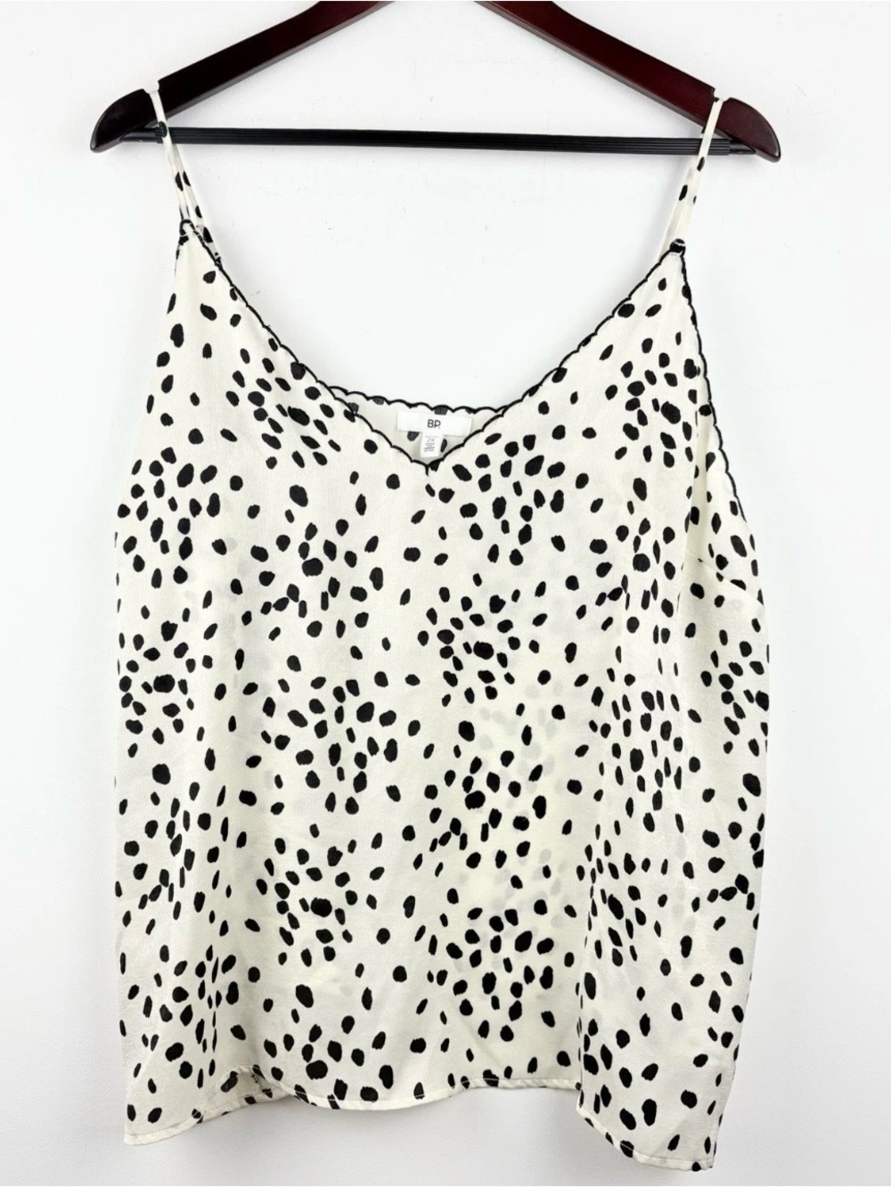 Nordstrom BP Women’s Satin Ivory Black Polka Dot Top Camisole Chic Party Size 2X